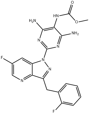 Carbamic acid, N-[4,6-diamino-2-[6-fluoro-3-[(2-fluorophenyl)methyl]-1H-pyrazolo[4,3-b]pyridin-1-yl]-5-pyrimidinyl]-, methyl ester Structure