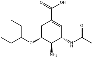 1-Cyclohexene-1-carboxylic acid, 3-(acetylamino)-4-amino-5-(1-ethylpropoxy)-, (3S,4R,5R)- Struktur