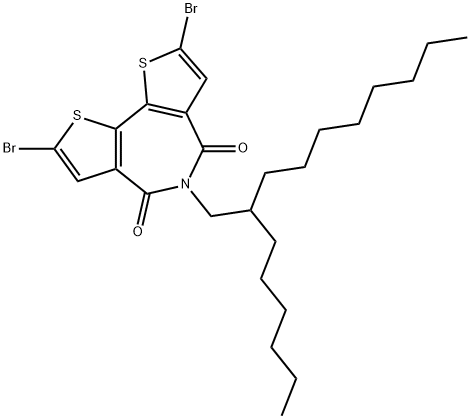 4H-Dithieno[3,2-c:2',3'-e]azepine-4,6(5H)-dione, 2,8-dibromo-5-(2-hexyldecyl)- Struktur