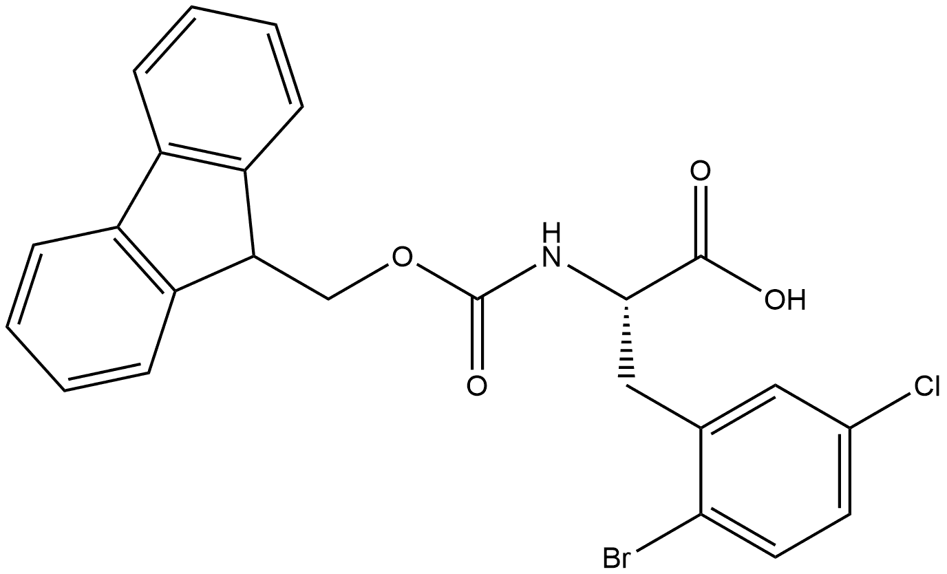 2-((((9H-fluoren-9-yl)methoxy)carbonyl)amino)-3-(2-bromo-5-chlorophenyl)propanoic acid Struktur