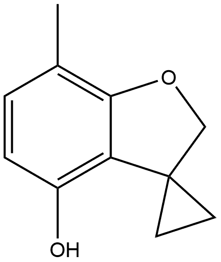 7-Methyl-2H-spiro[benzofuran-3,1'-cyclopropan]-4-ol Struktur