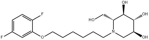 3,4,5-Piperidinetriol, 1-[6-(2,5-difluorophenoxy)hexyl]-2-(hydroxymethyl)-, (2R,3R,4R,5S)- Struktur