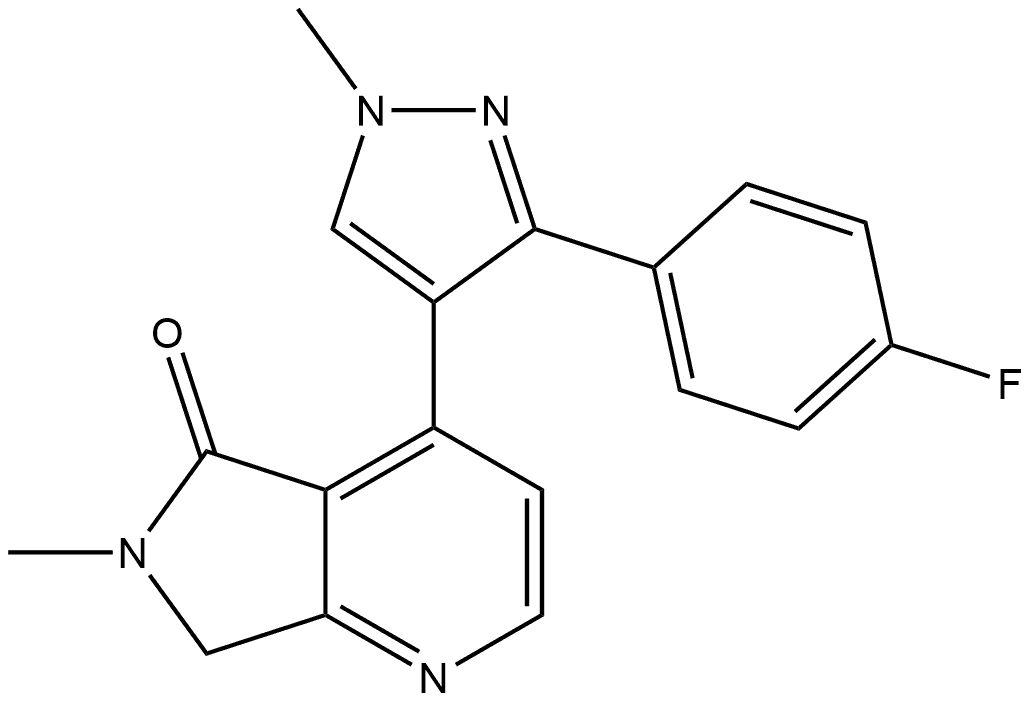 5H-Pyrrolo[3,4-b]pyridin-5-one, 4-[3-(4-fluorophenyl)-1-methyl-1H-pyrazol-4-yl]-6,7-dihydro-6-methyl- Struktur