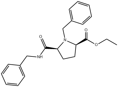 D-Proline, 1-(phenylmethyl)-5-[[(phenylmethyl)amino]carbonyl]-, ethyl ester, (5S)- Struktur