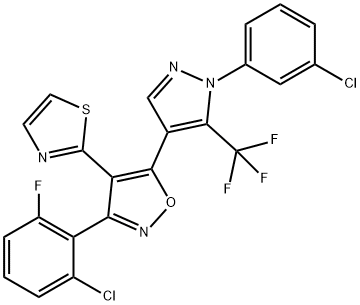 3-(2-Chloro-6-fluorophenyl)-5-[1-(3-chlorophenyl)-5-(trifluoromethyl)-1H-pyrazol-4-yl]-4-(2-thiazolyl)isoxazole Struktur