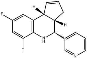 3H-Cyclopenta[c]quinoline, 6,8-difluoro-3a,4,5,9b-tetrahydro-4-(3-pyridinyl)-, (3aS,4R,9bR)- Struktur