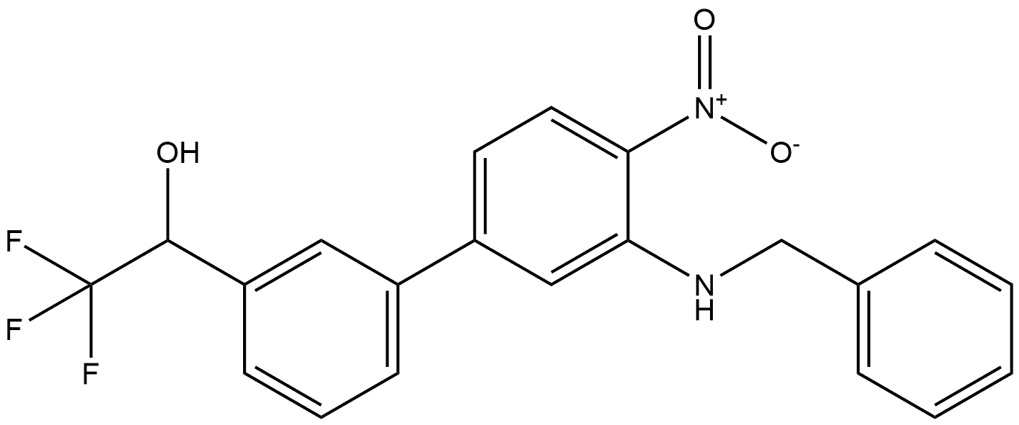 4′-Nitro-3′-[(phenylmethyl)amino]-α-(trifluoromethyl)[1,1′-biphenyl]-3-methanol Struktur