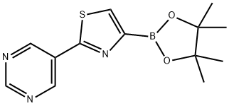 Pyrimidine, 5-[4-(4,4,5,5-tetramethyl-1,3,2-dioxaborolan-2-yl)-2-thiazolyl]- Struktur