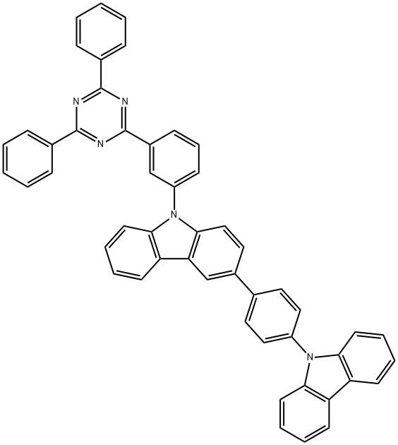 9H-Carbazole, 3-[4-(9H-carbazol-9-yl)phenyl]-9-[3-(4,6-diphenyl-1,3,5-triazin-2-yl)phenyl]- Struktur