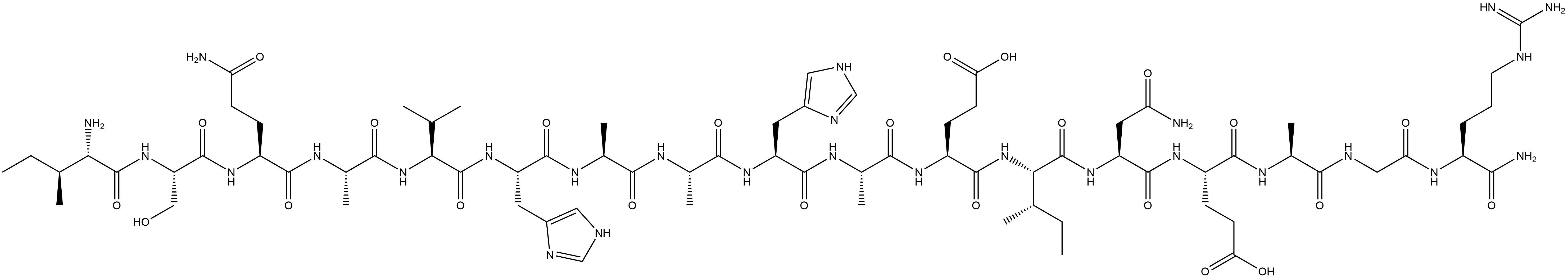 L-Argininamide, L-isoleucyl-L-seryl-L-glutaminyl-L-alanyl-L-valyl-L-histidyl-L-alanyl-L-alanyl-L-histidyl-L-alanyl-L-α-glutamyl-L-isoleucyl-L-asparaginyl-L-α-glutamyl-L-alanylglycyl- Struktur