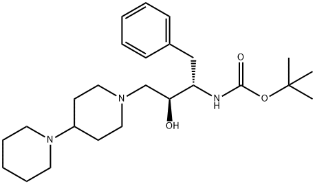 Carbamic acid, N-[(1S,2S)-3-[1,4'-bipiperidin]-1'-yl-2-hydroxy-1-(phenylmethyl)propyl]-, 1,1-dimethylethyl ester Struktur