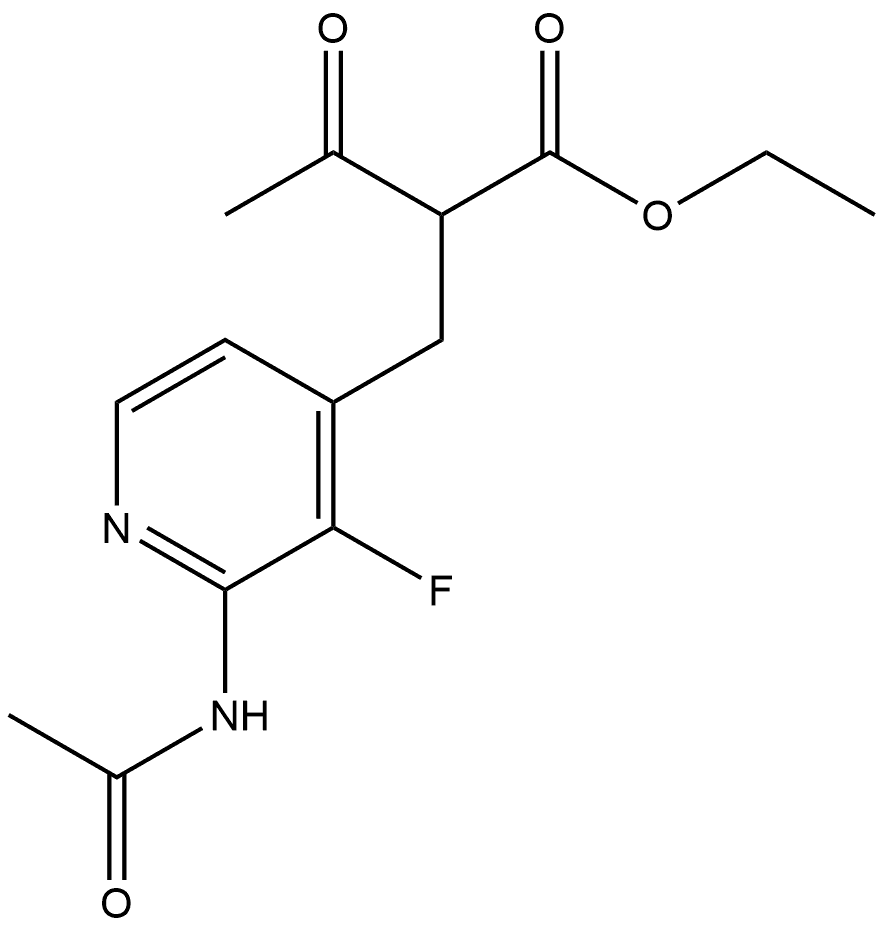 4-Pyridinepropanoic acid, α-acetyl-2-(acetylamino)-3-fluoro-, ethyl ester Struktur