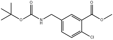 Benzoic acid, 2-chloro-5-[[[(1,1-dimethylethoxy)carbonyl]amino]methyl]-, methyl ester Struktur