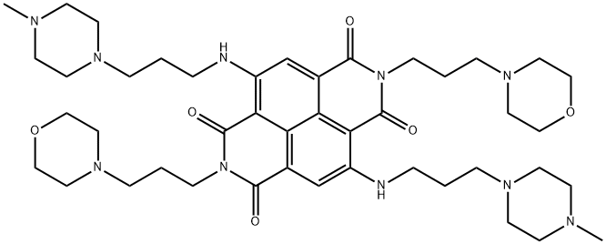 Benzo[lmn][3,8]phenanthroline-1,3,6,8(2H,7H)-tetrone, 4,9-bis[[3-(4-methyl-1-piperazinyl)propyl]amino]-2,7-bis[3-(4-morpholinyl)propyl]- Struktur