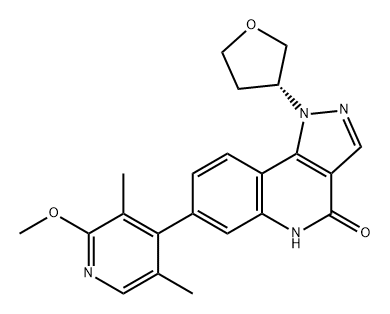 4H-Pyrazolo[4,3-c]quinolin-4-one, 1,5-dihydro-7-(2-methoxy-3,5-dimethyl-4-pyridinyl)-1-[(3R)-tetrahydro-3-furanyl]- Struktur