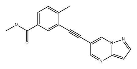 Benzoic acid, 4-methyl-3-(2-pyrazolo[1,5-a]pyrimidin-6-ylethynyl)-, methyl ester Struktur