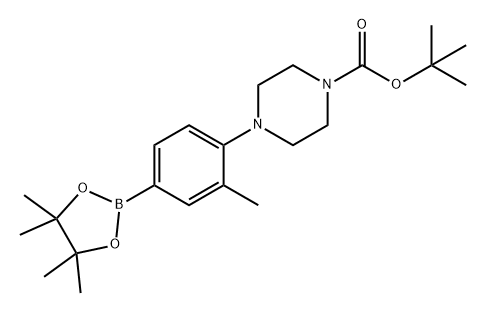 1-Piperazinecarboxylic acid, 4-[2-methyl-4-(4,4,5,5-tetramethyl-1,3,2-dioxaborolan-2-yl)phenyl]-, 1,1-dimethylethyl ester Struktur