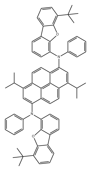 1,6-Pyrenediamine, N1,N6-bis[6-(1,1-dimethylethyl)-4-dibenzofuranyl]-3,8-bis(1-methylethyl)-N1,N6-diphenyl- Struktur