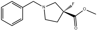 3-Pyrrolidinecarboxylic acid, 3-fluoro-1-(phenylmethyl)-, methyl ester, (3R)- Struktur