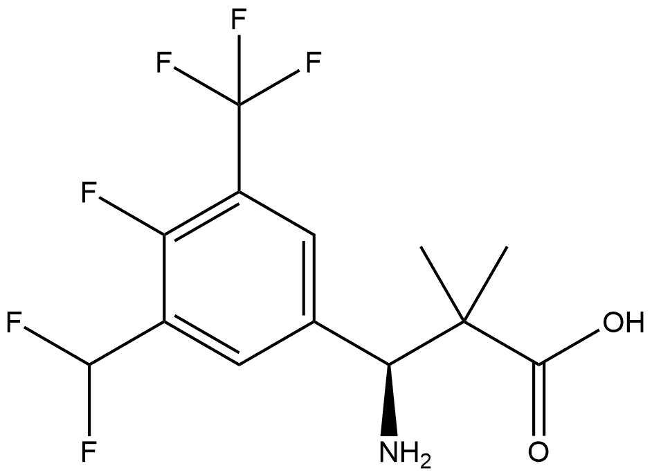 (S)-3-amino-3-(3-(difluoromethyl)-4-fluoro-5-(trifluoromethyl)phenyl)-2,2-dimethylpropanoic acid Struktur