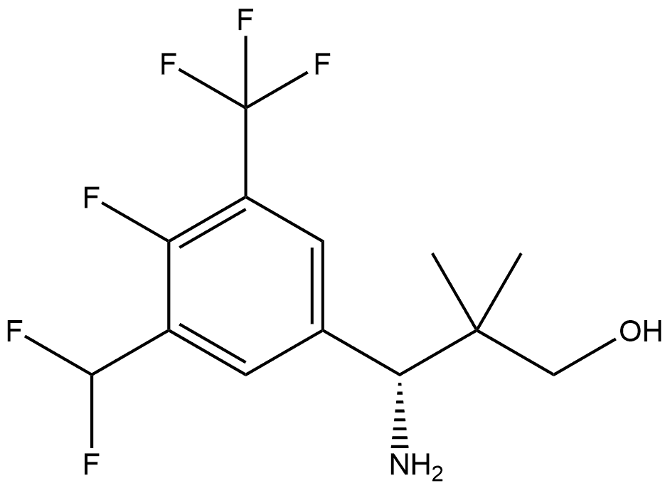 (R)-3-amino-3-(3-(difluoromethyl)-4-fluoro-5-(trifluoromethyl)phenyl)-2,2-dimethylpropan-1-ol Struktur