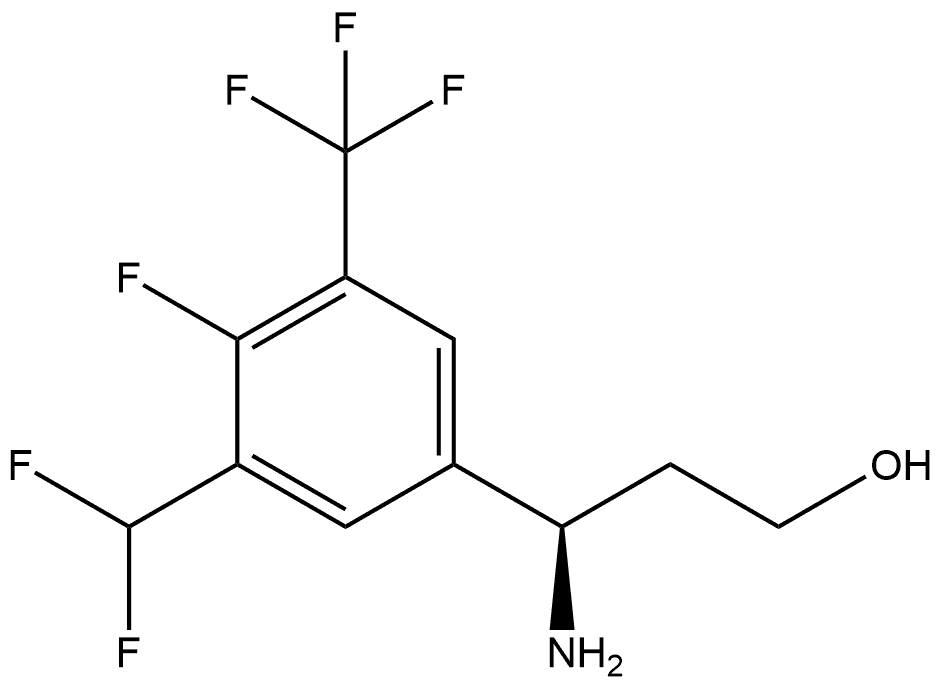 (R)-3-amino-3-(3-(difluoromethyl)-4-fluoro-5-(trifluoromethyl)phenyl)propan-1-ol Struktur