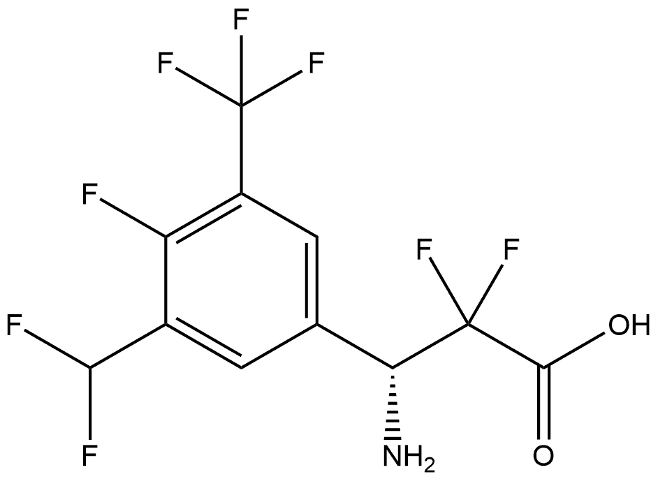 (R)-3-amino-3-(3-(difluoromethyl)-4-fluoro-5-(trifluoromethyl)phenyl)-2,2-difluoropropanoic acid Struktur