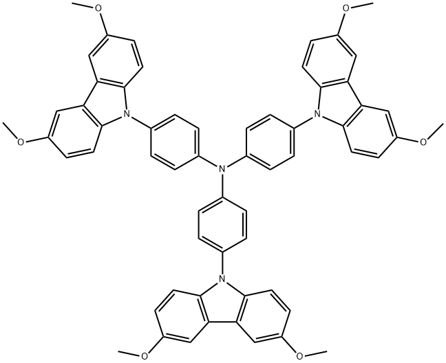 Benzenamine, 4-(3,6-dimethoxy-9H-carbazol-9-yl)-N,N-bis[4-(3,6-dimethoxy-9H-carbazol-9-yl)phenyl]- Struktur