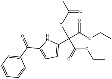 Propanedioic acid, 2-(acetyloxy)-2-(5-benzoyl-1H-pyrrol-2-yl)-, 1,3-diethyl ester Struktur