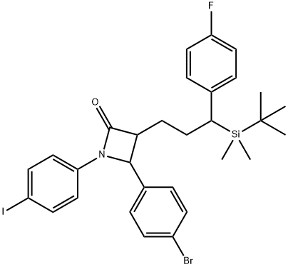 4-(4-Bromophenyl)-3-(3-(tert-butyldimethylsilyl)-3-(4-fluorophenyl)propyl)-1-(4-iodophenyl)azetidin-2-one Struktur