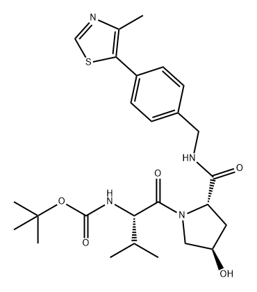 L-Prolinamide, N-[(1,1-dimethylethoxy)carbonyl]-L-valyl-4-hydroxy-N-[[4-(4-methyl-5-thiazolyl)phenyl]methyl]-, (4R)- Struktur