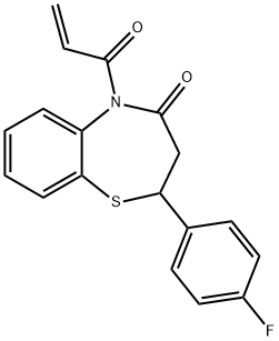 1,5-Benzothiazepin-4(5H)-one, 2-(4-fluorophenyl)-2,3-dihydro-5-(1-oxo-2-propen-1-yl)- Structure