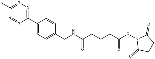 5-[(2,5-dioxopyrrolidin-1-yl)oxy]-N-[4-(6-methyl-1,2,4,5-tetrazin-3-yl)benzyl]-5-oxopentanamide Struktur