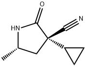 3-Pyrrolidinecarbonitrile, 3-cyclopropyl-5-methyl-2-oxo-, (3S,5S)- Struktur