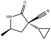 3-Pyrrolidinecarbonitrile, 3-cyclopropyl-5-methyl-2-oxo-, (3S,5R)- Struktur