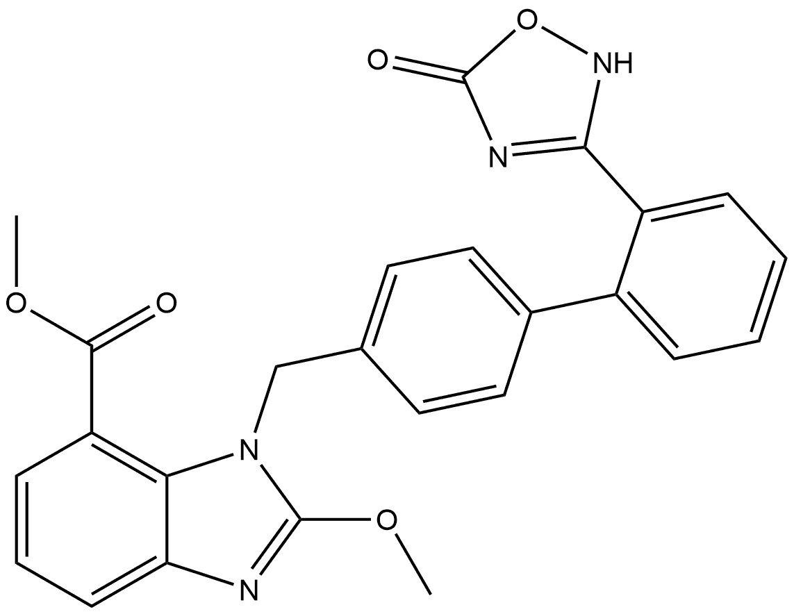 Methyl 1-[[2′-(2,5-dihydro-5-oxo-1,2,4-oxadiazol-3-yl)[1,1′-biphenyl]-4-yl]methyl]-2-methoxy-1H-benzimidazole-7-carboxylate Struktur