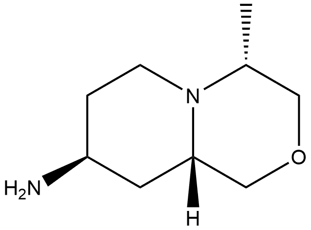 Pyrido[2,1-c][1,4]oxazin-8-amine, octahydro-4-methyl-, (4α,8β,9aβ)- Struktur