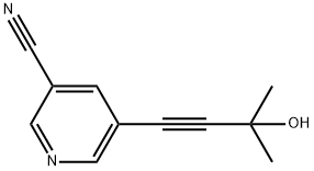 3-Pyridinecarbonitrile, 5-(3-hydroxy-3-methyl-1-butyn-1-yl)- Struktur