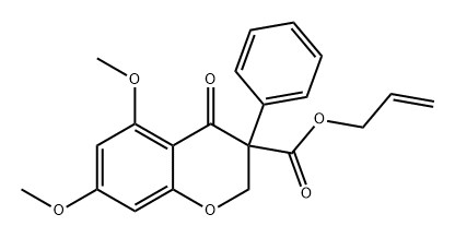 2H-1-Benzopyran-3-carboxylic acid, 3,4-dihydro-5,7-dimethoxy-4-oxo-3-phenyl-, 2-propen-1-yl ester Struktur