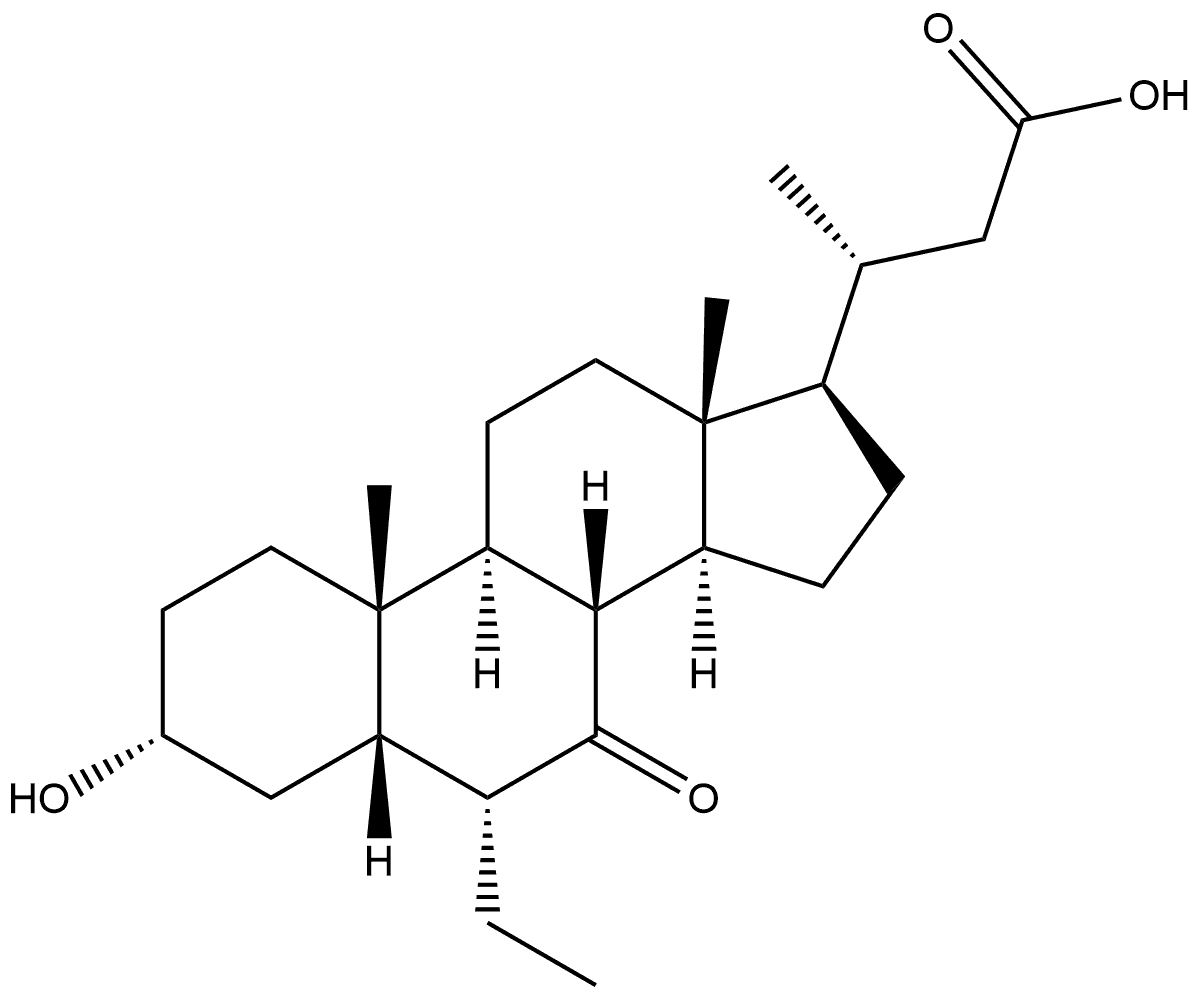 24-Norcholan-23-oic acid, 6-ethyl-3-hydroxy-7-oxo-, (3α,5β,6α)- 結構式