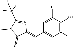 4H-Imidazol-4-one, 5-[(3,5-difluoro-4-hydroxyphenyl)methylene]-3,5-dihydro-3-methyl-2-(trifluoromethyl)-, (5Z)- Struktur