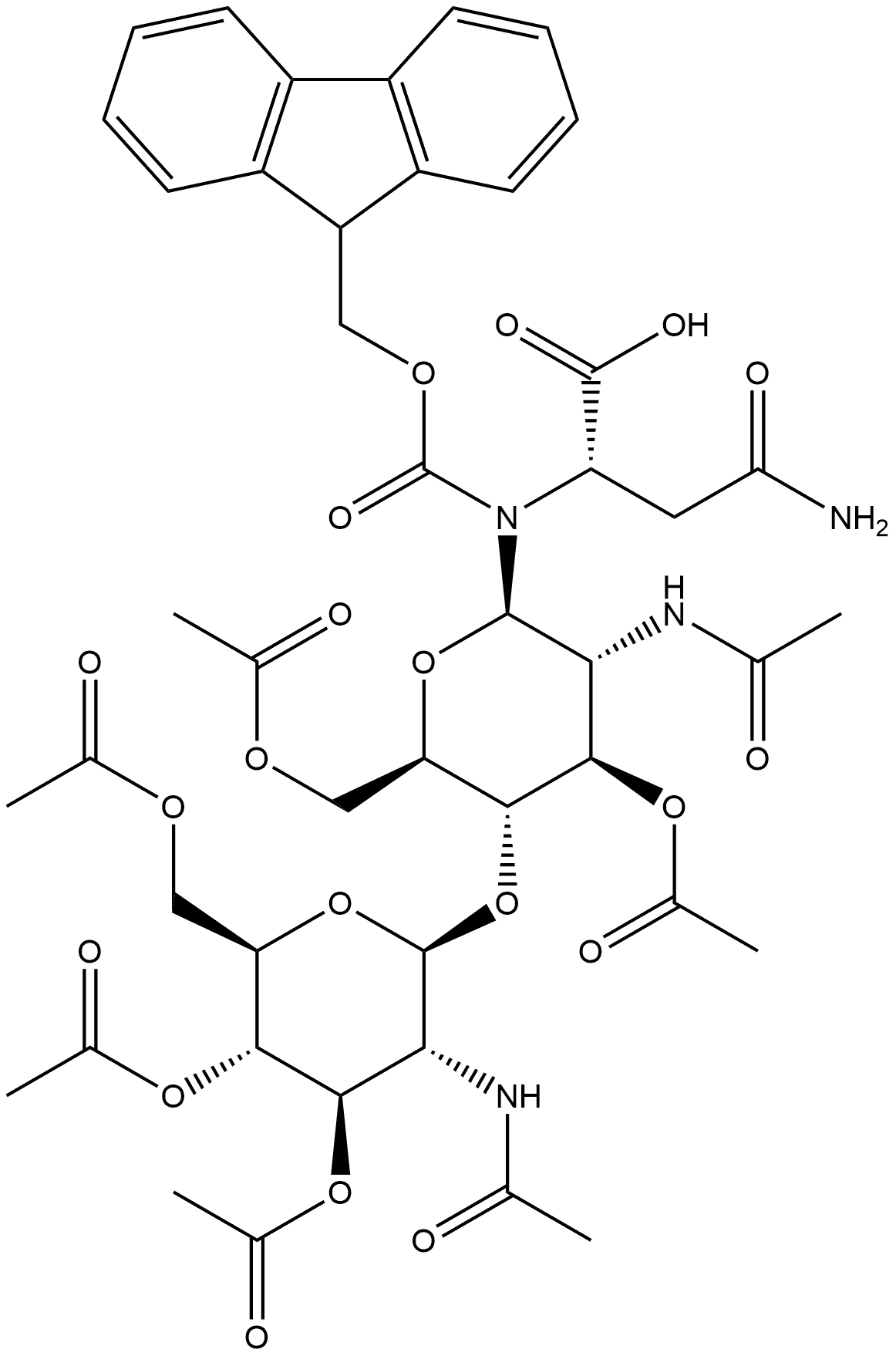 Fmoc-L-Asn(GlcNAc-β(1-4)-GlcNAc)-OH Struktur