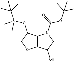 4H-Furo[3,2-b]pyrrole-4-carboxylic acid, 3-[[(1,1-dimethylethyl)dimethylsilyl]oxy]hexahydro-6-hydroxy-, 1,1-dimethylethyl ester Struktur