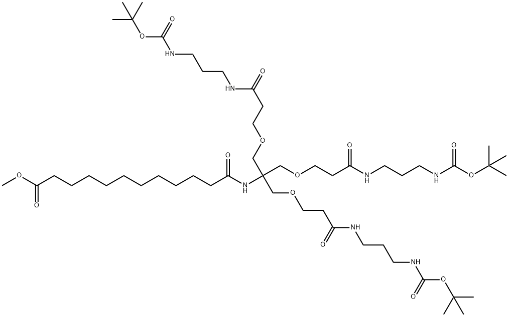 methyl 15,15-bis(13,13-dimethyl-5,11-dioxo-2,12-dioxa-6,10-diazatetradecyl)-2,2-dimethyl-4,10,17-trioxo-3,13-dioxa-5,9,16-triazaoctacosan-28-oate Struktur