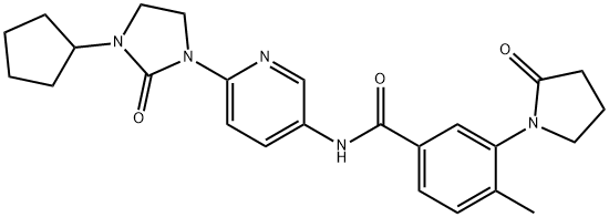 Benzamide, N-[6-(3-cyclopentyl-2-oxo-1-imidazolidinyl)-3-pyridinyl]-4-methyl-3-(2-oxo-1-pyrrolidinyl)- Struktur