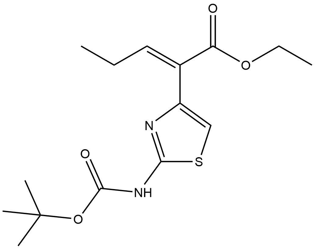 4-Thiazoleacetic acid, 2-[[(1,1-dimethylethoxy)carbonyl]amino]-α-propylidene-, ethyl ester, (E)- Struktur