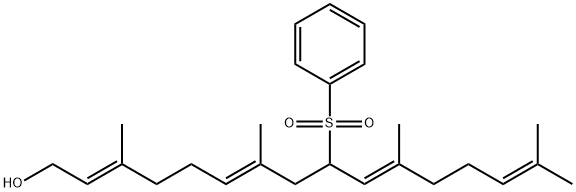 2,6,10,14-Hexadecatetraen-1-ol, 3,7,11,15-tetramethyl-9-(phenylsulfonyl)-, (2E,6E,10E)- Struktur