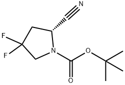 1-Pyrrolidinecarboxylic acid, 2-cyano-4,4-difluoro-, 1,1-dimethylethyl ester, (2R)- Struktur