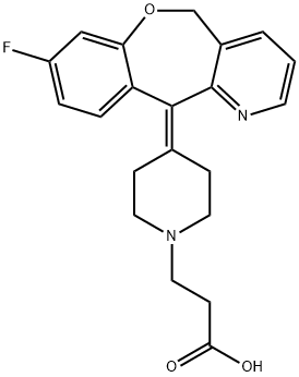 1-Piperidinepropanoic acid, 4-(8-fluoro[1]benzoxepino[4,3-b]pyridin-11(5H)-ylidene)- Struktur