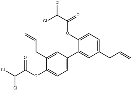 Acetic acid, 2,2-dichloro-, 2'-[(2,2-dichloroacetyl)oxy]-3,5'-di-2-propen-1-yl[1,1'-biphenyl]-4-yl ester Struktur